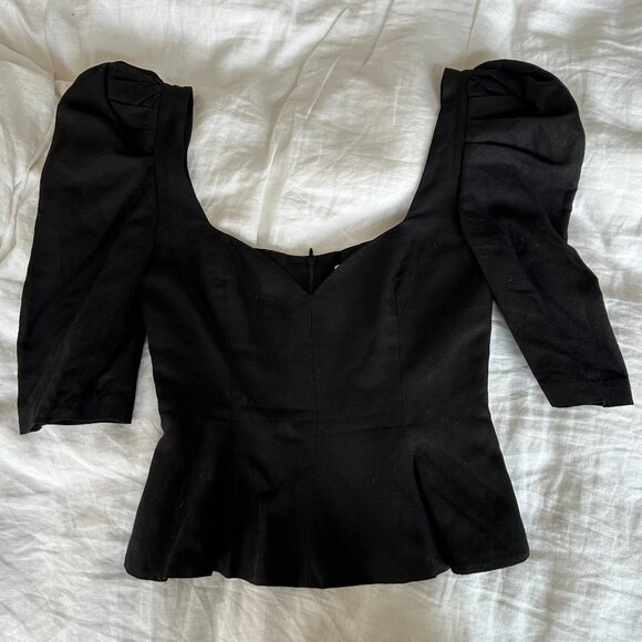 Mara Hoffman black peplum blouse - Picture 1 of 6